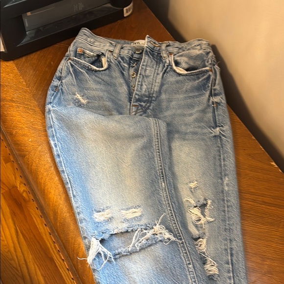 Zara Denim - Zara Blue Boyfriend Jeans Distressed Vintage Style